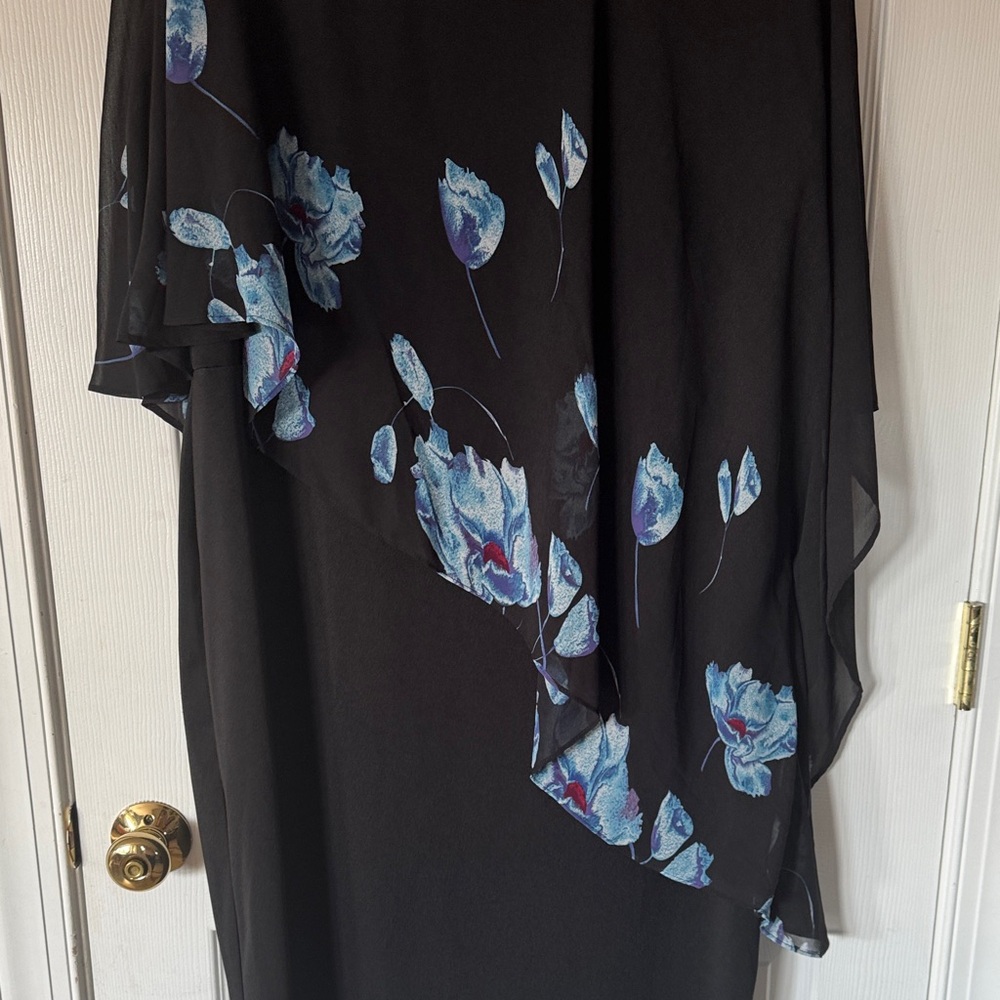 Hanna Nikole Classy Black w/blue flowers Evening Dress size 22W - Picture 5 of 9